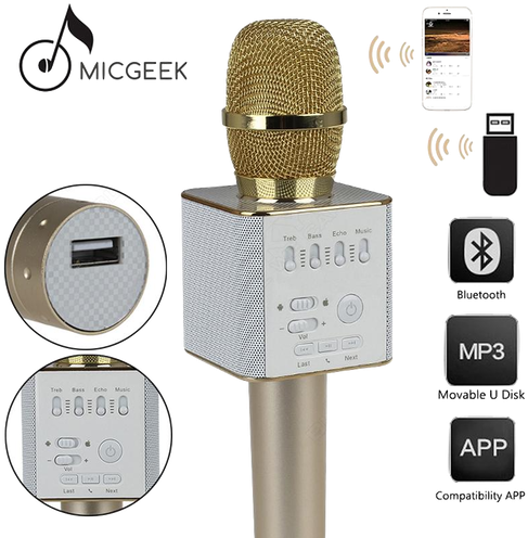 Micgeek Q9 Microphone Bluetooth & Speaker Very Good - Q9 Bluetooth Microphone (498x498), Png Download