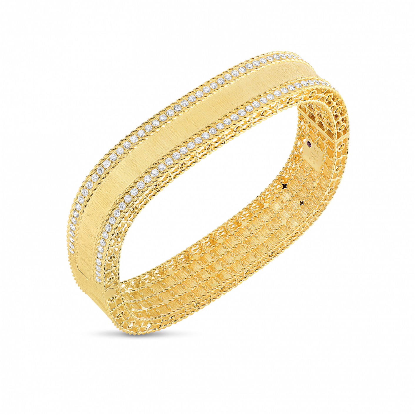 Roberto Coin Satin Finish Bangle With Diamond Edges - Bangle (1410x1800), Png Download