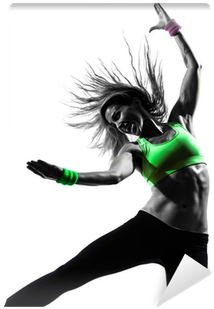 Woman Exercising Fitness Zumba Dancing Silhouette Wall - Hp X765w 16gb Usb 3.0 Utility Pendrive White (400x400), Png Download