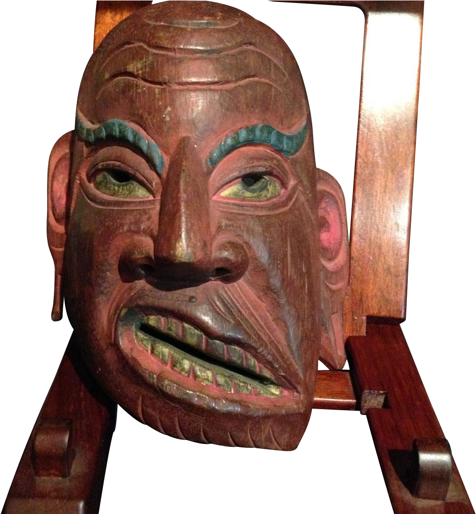 Japanese Antique Wood Noh Mask Of Genji Warrior - Genji Under The Mask (1048x1048), Png Download