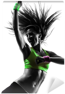 Papier Peint Femme Exerçant Zumba Fitness Silhouette - Personalized Sound Reactive Led Slotted Glasses (400x400), Png Download