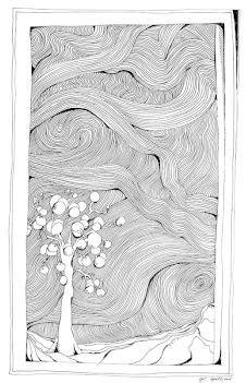 Little Snowball Tree Pen & Ink Art - Pintura Dibujo Artes Visuales (350x350), Png Download