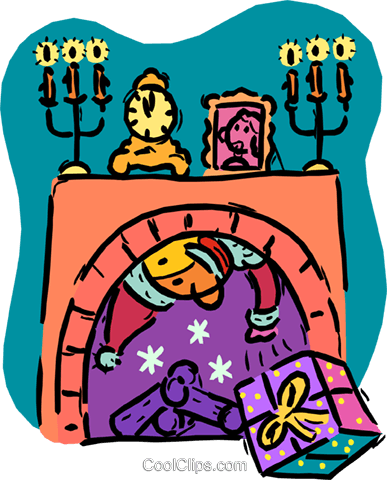 Santa Claus Coming Down The Chimney Royalty Free Vector - The Night Before (387x480), Png Download