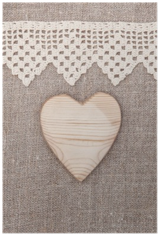 Burlap Background With Lacy Cloth And Wooden Heart - Fondo Arpillera Con Encaje (400x400), Png Download