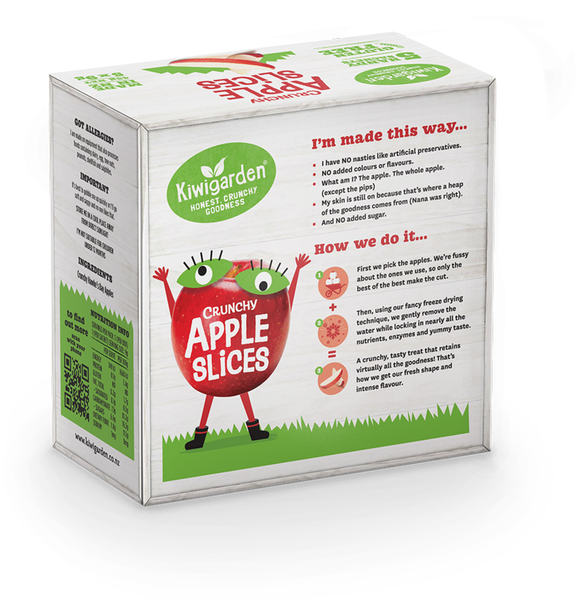 Apple Slices - Kiwigarden Crunchy Apple Slices 5 X 9gm Sachets (1060x1061), Png Download
