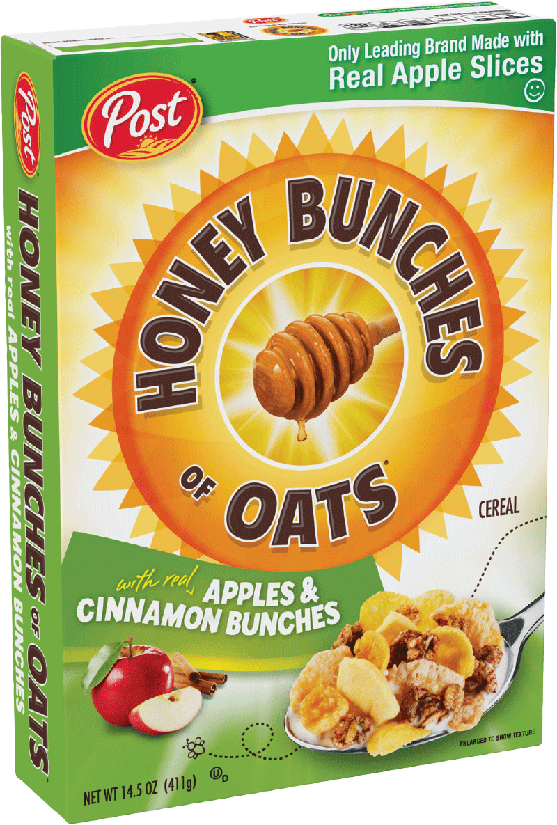 Packaging Of Honey Bunches Of Oats Apples And Cinnamon - Post Honey Bunches Of Oats Pecan & Maple Brown (800x1185), Png Download