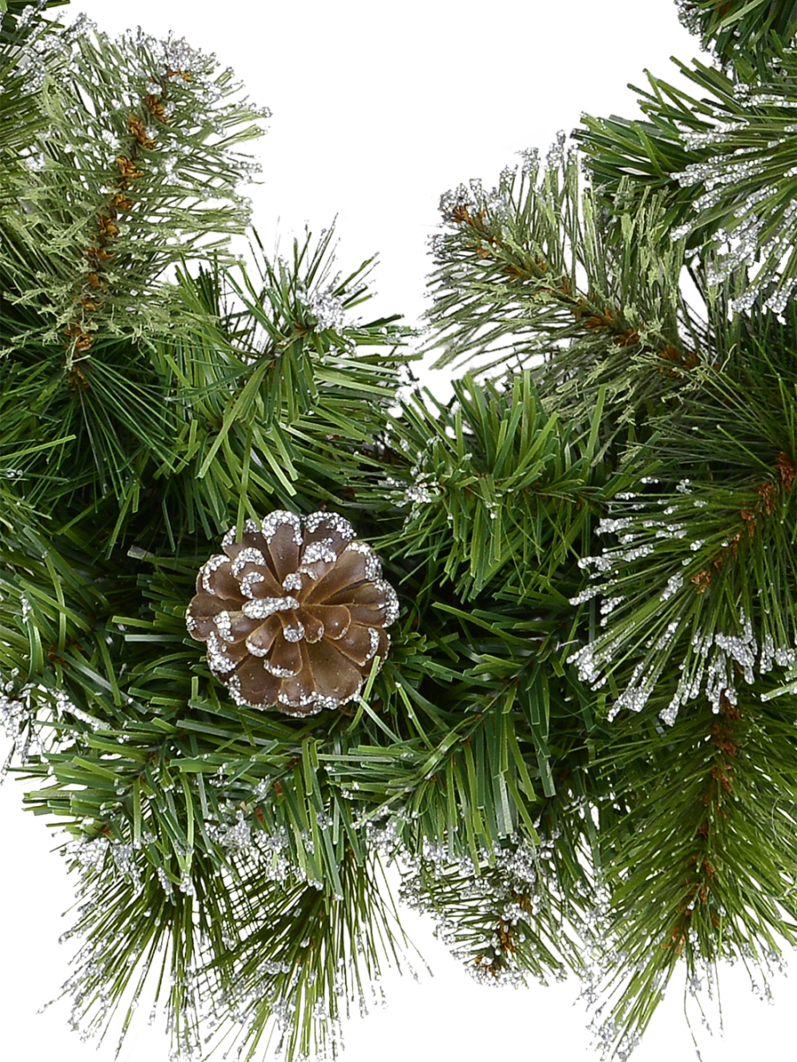 Natural Look Pine Wreath With Pine Cones & Lightly - Pine (901x1200), Png Download