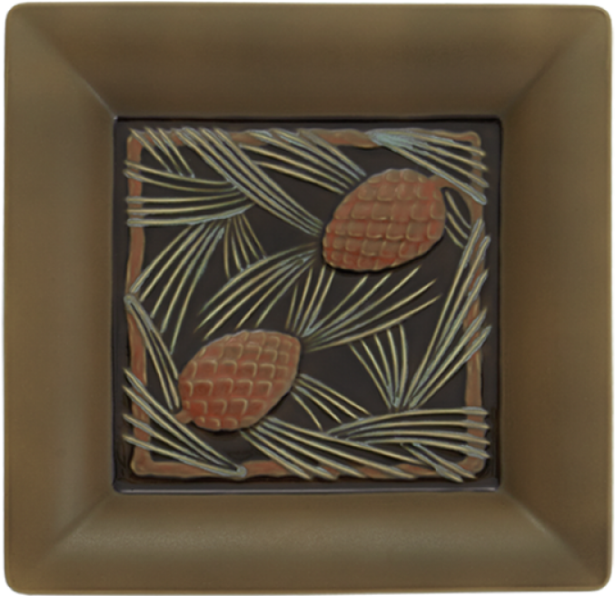 Mottahedeh Pine Cone Large Square Tray Salmon Brown (1507x1000), Png Download