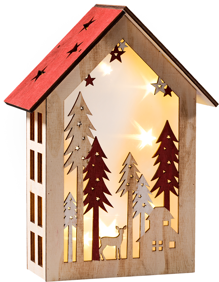 Little Wooden House, "fir Forest" With Lighting, - Red (1000x1000), Png Download