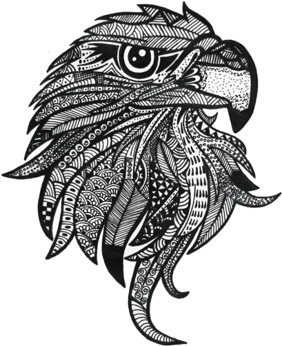 Eagle - Wing Zentangle (494x600), Png Download