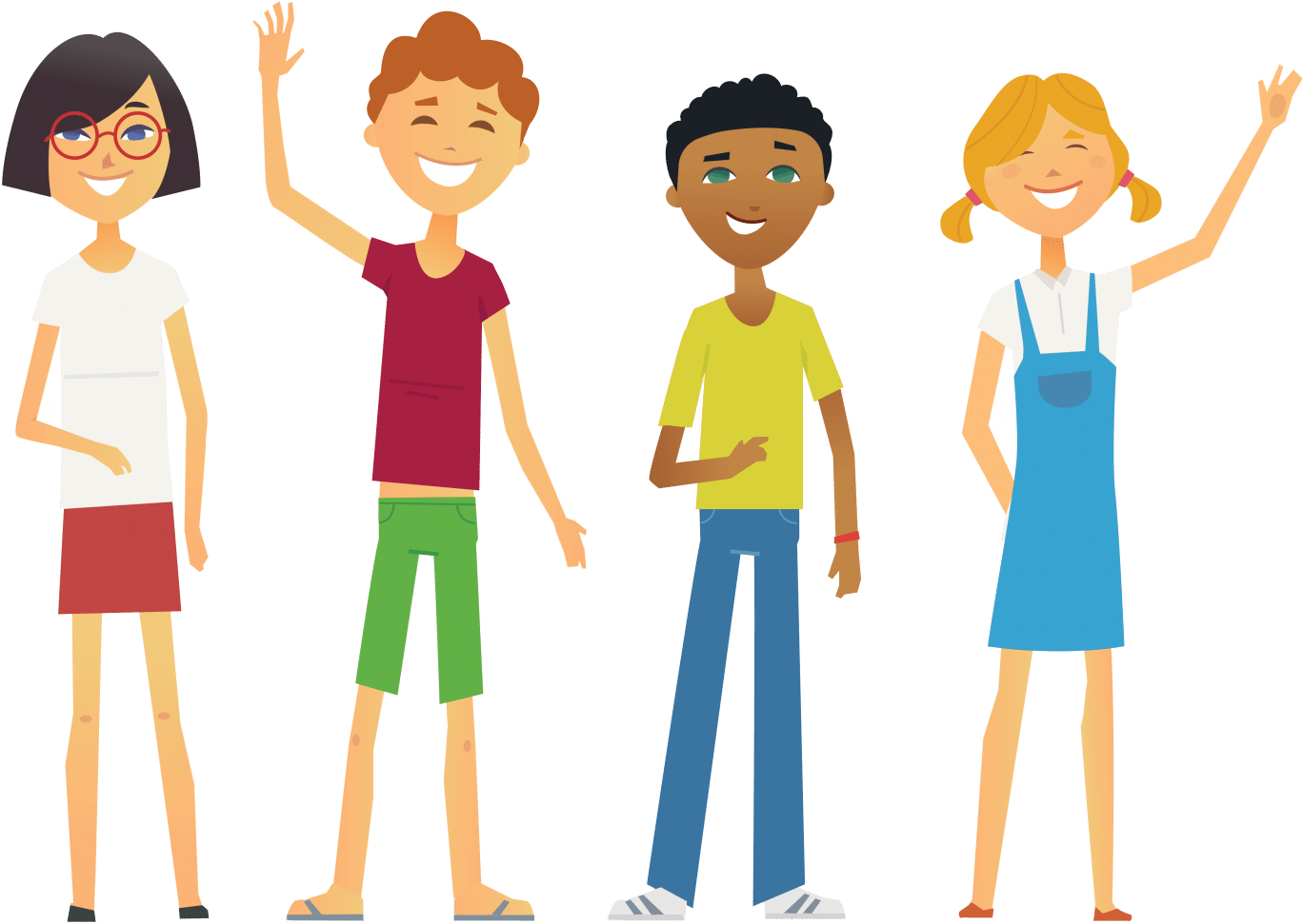 Download Children - Animation People Waving PNG Image with No