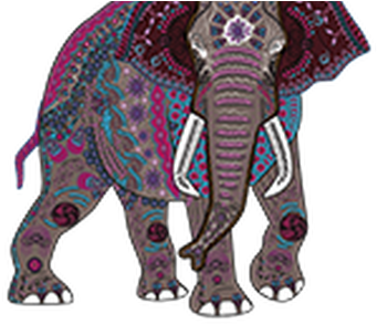 Full Color Printed T Shirt Colored Elephant Zentangle - Sticker Ethnic Pattern Elephant Head Feng Shui Good (1368x855), Png Download