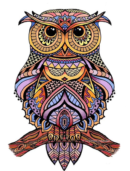 Bleed Area May Not Be Visible - Zentangle Owl (540x700), Png Download