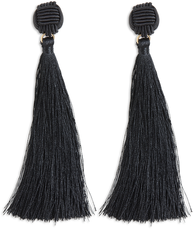 Tassel Earrings Black - Earrings (888x888), Png Download