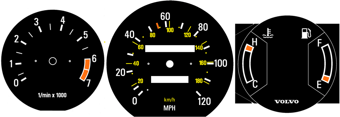 Volvo 240 Gauge Faces - Lampu Peringatan Sistem Bahan Bakar Diesel (1188x446), Png Download