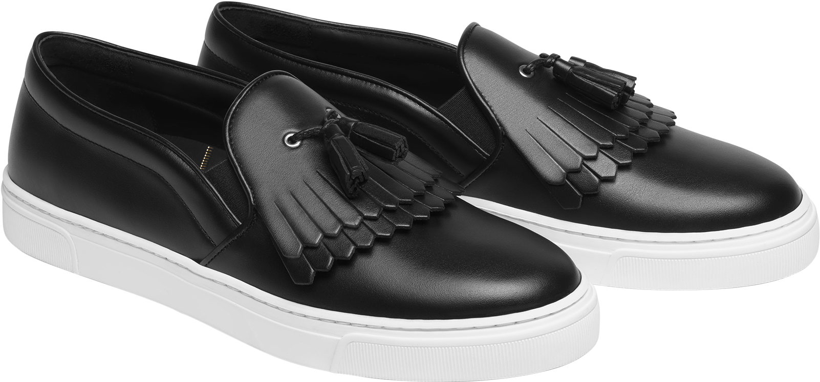 Black Slip On Sneakers With Fringes And Tassels - Fringe (2048x1365), Png Download