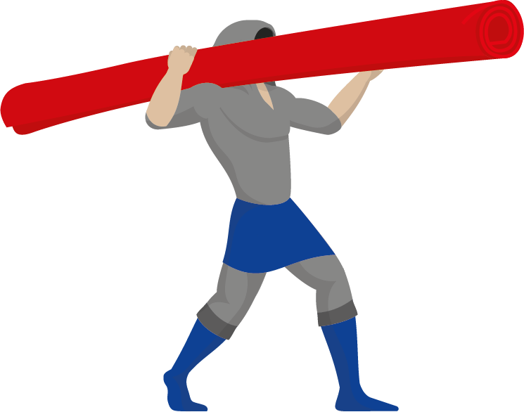 Carpet Man - Roll Carpet Cartoon Png (745x586), Png Download