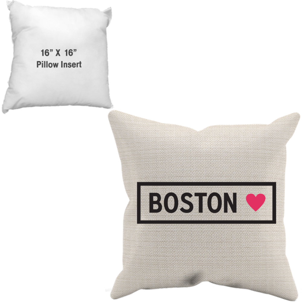 Boston Pink Heart Decorative Throw Pillow - Throw Pillow (1000x1000), Png Download