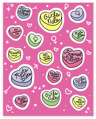 Feminist Conversation Hearts Sticker/decal Sheet - Not You Conversation Heart (484x484), Png Download