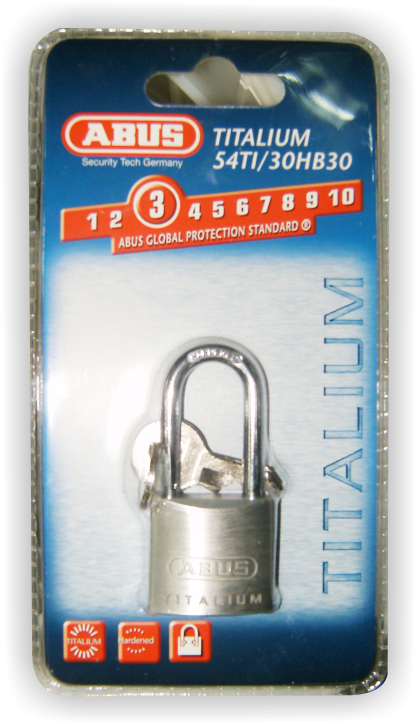 Cadeado Titanium Em Arco 30mm 54ti/30hb30 B Abus - Abus 64ti/30hb60 Titalium Padlock 30mm X 60mm Long (417x724), Png Download