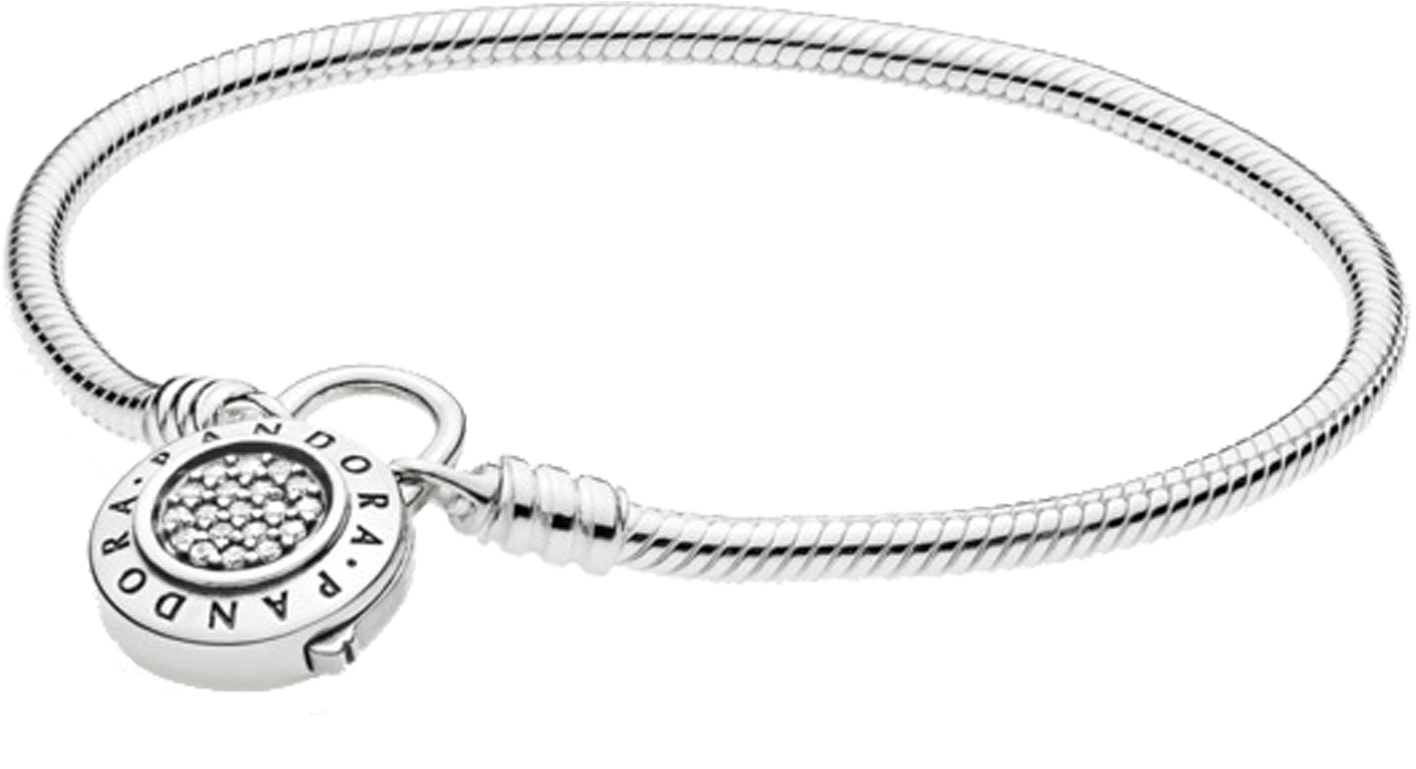 Pandora Pulseira Prata Signature Fecho Cadeado - Pandora 597092cz (1800x1800), Png Download