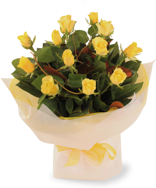Yellow Rose Bouquet - Garden Roses (504x600), Png Download
