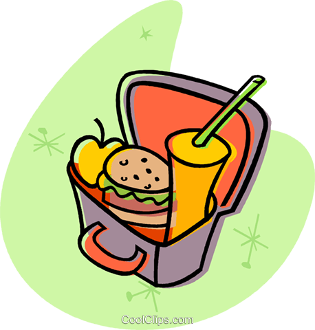 Lunch Box With A Hamburger Royalty Free Vector Clip - Lunch Time (458x480), Png Download