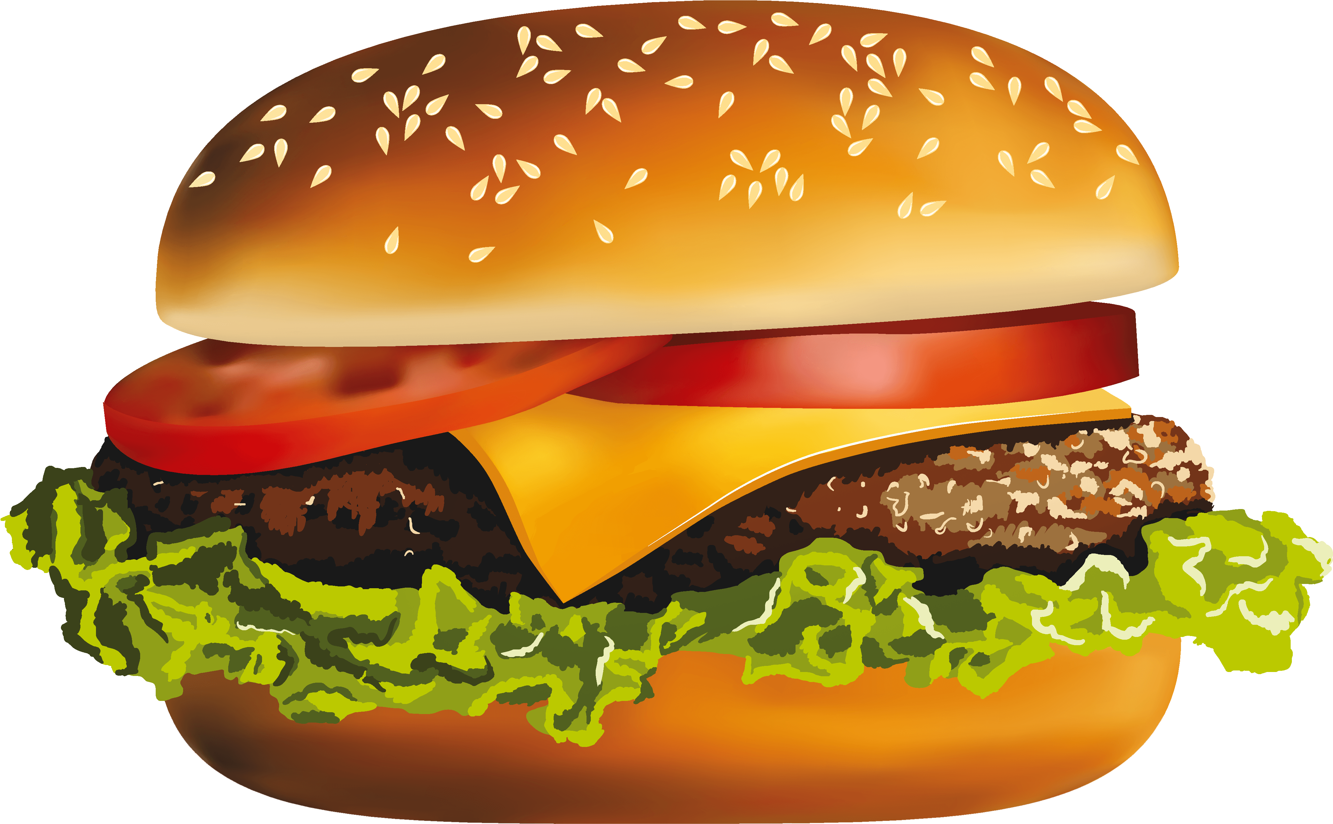 Hamburger Clipart - Hamburger (4516x2875), Png Download