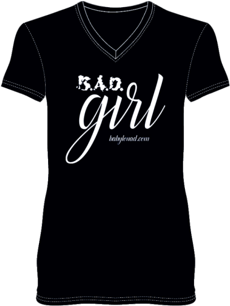 B - A - D - Girl V Neck T Shirt - T-shirt (456x600), Png Download
