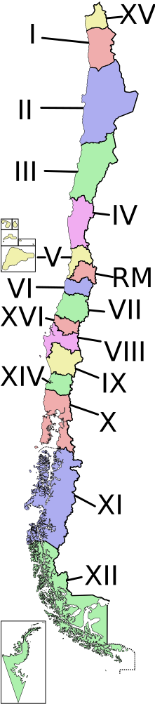 Southern Chile - Chile Regions (220x1025), Png Download