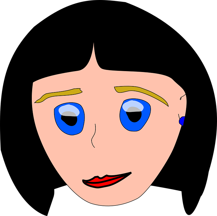 Hair Clipart Mom - Clip Art Black Hair Blue Eyes (723x720), Png Download