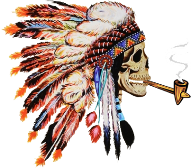 American Indian People - Skull With Native American Head Dress (394x360), Png Download