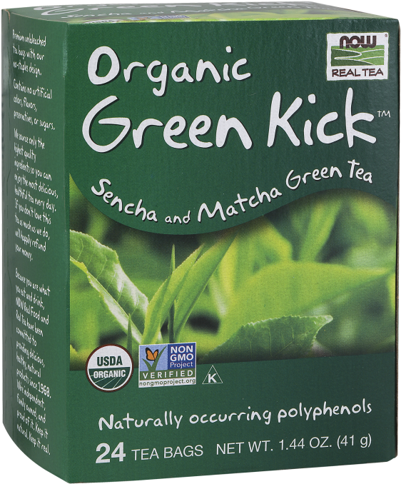 Green Kick™ Tea, Organic - Now Foods Green Kick Tea (24 Teabags) (620x728), Png Download