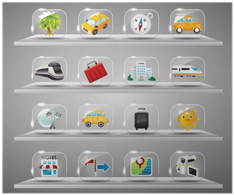 Cute Travel Icons Collection,transparent Glass Button - Vector Graphics (400x400), Png Download