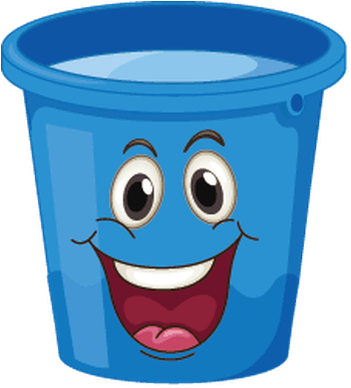 Buckets With Faces Blue Happy Clipart Math Image Pbs - Happy Bucket (363x399), Png Download