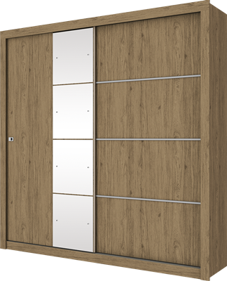 Roupeiro 2 Portas Deslizantes Com Espelho Rústico Dakar - Roupeiro Dakar Rustico (324x400), Png Download