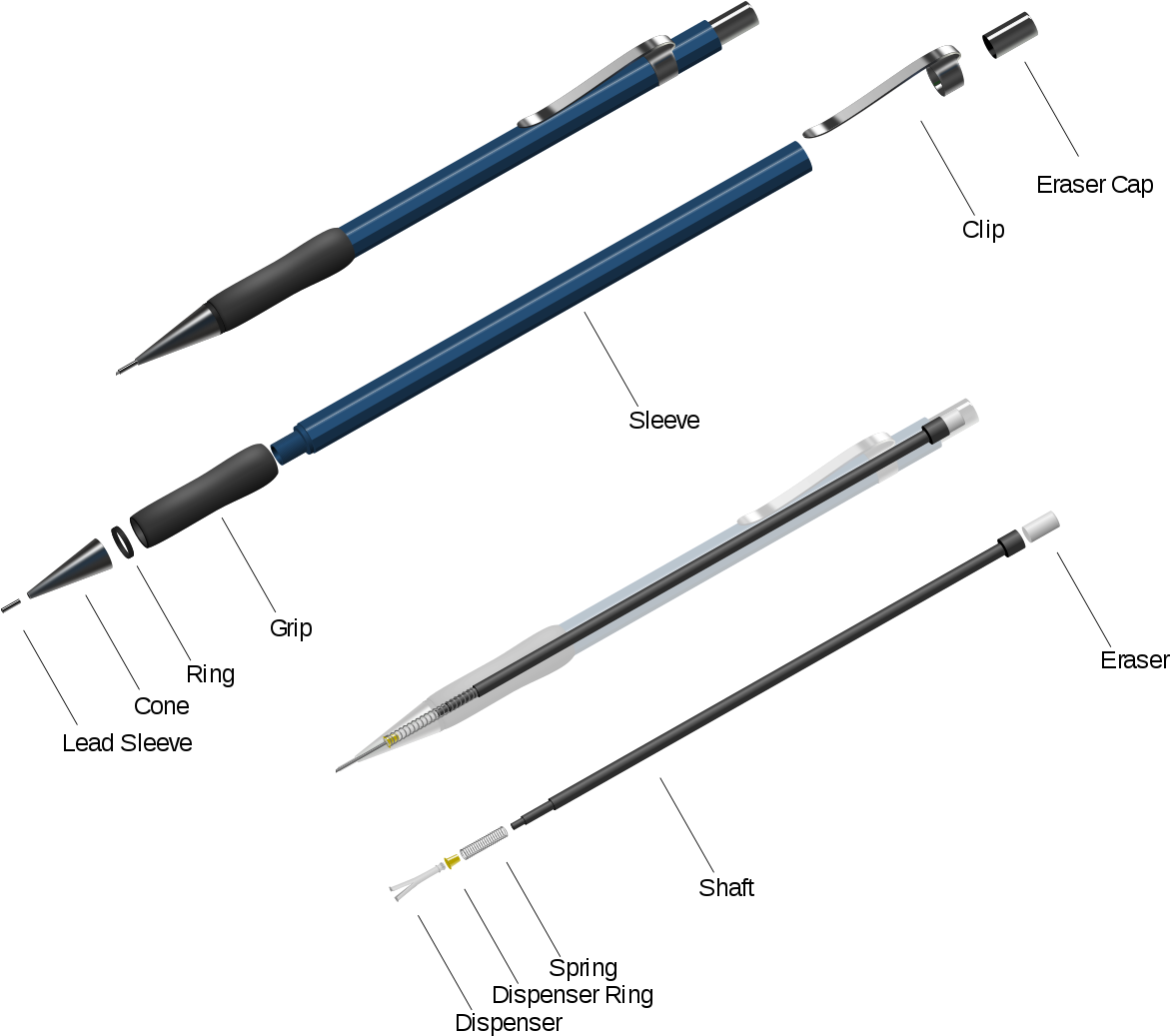 Mechanical Pencil (1200x1071), Png Download