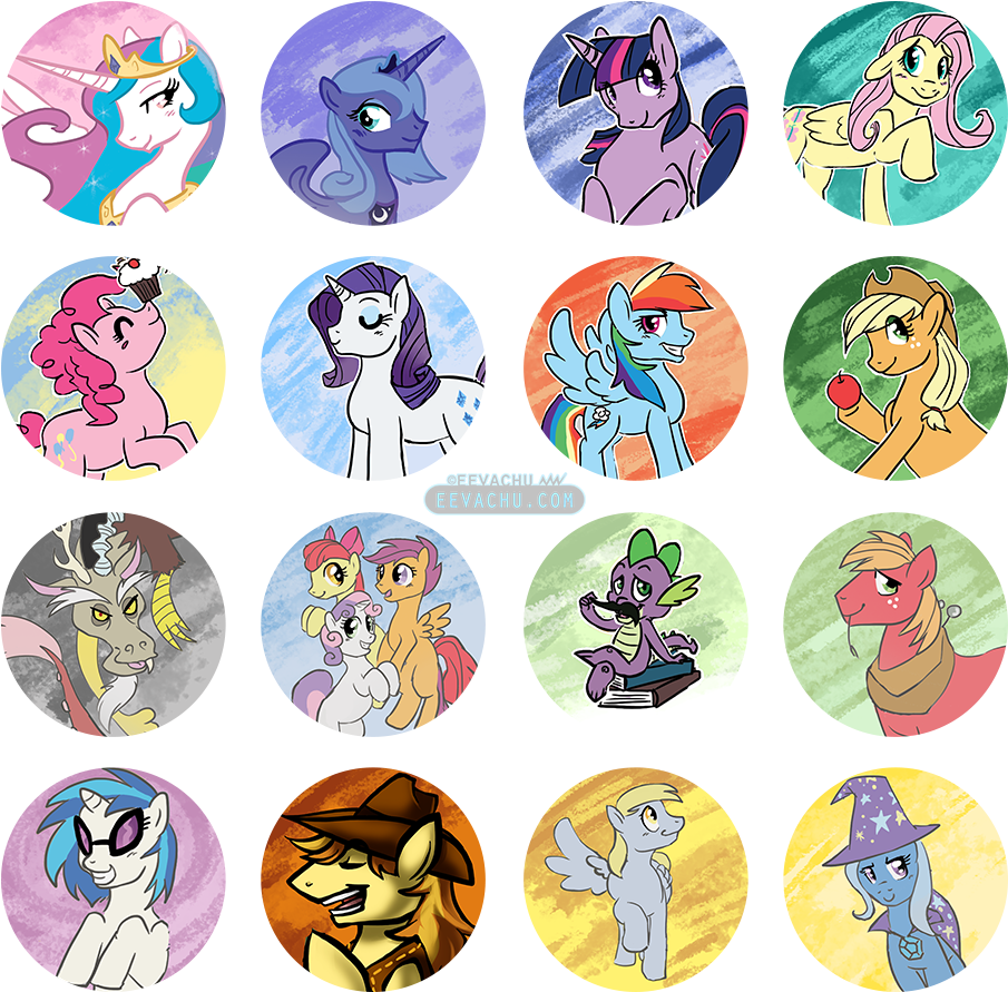 My Little Pony - My Little Pony Buttons (947x947), Png Download