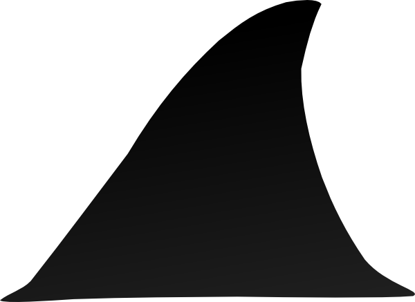 Fins Clipart Grey Shark - Shark Fin Art Black And White (600x437), Png Download