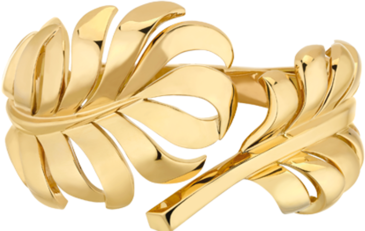 Yellow Gold Plume De Chanel Ring (900x520), Png Download