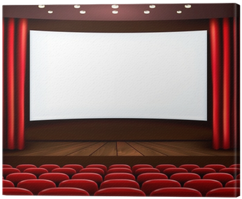 Cinema With White Screen, Curtain And Seats - Canvas Print (400x400), Png Download