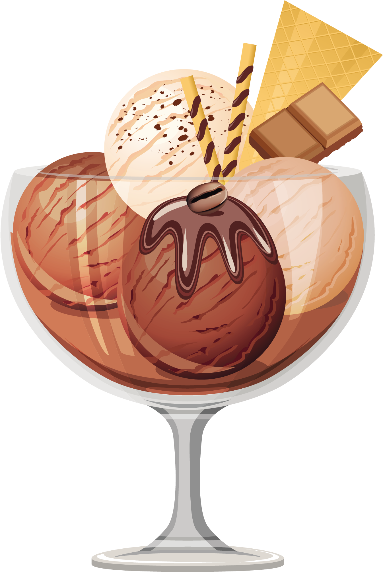Transparent Chocolate Ice Cream Sundae Picture - Chocolate Ice Cream Vector Png (1536x2105), Png Download