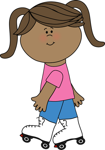 Falling Clipart Roller Skating - Girl On Roller Skates Clipart (350x500), Png Download
