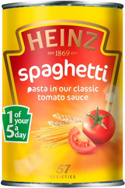 Heinz Spaghetti Hoops In Tomato Sauce Can 400 G - Heinz Spaghetti - 400 G Can (1024x1024), Png Download