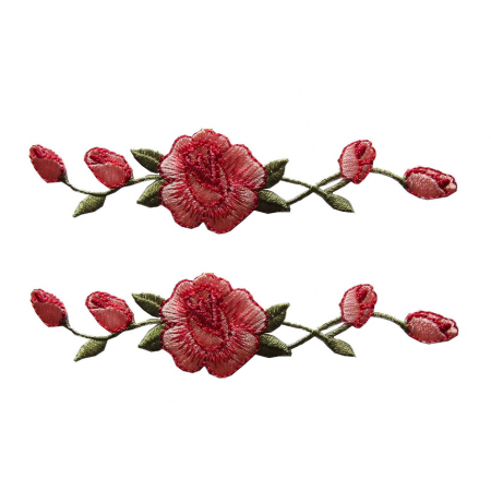 Two Pink Sneakers Rose Flowers Applique Patches - Lot 2 Pcs Pink Rose Flower Embroidery Iron On Applique (450x450), Png Download