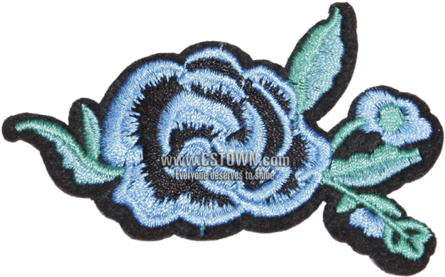 Blue Rose Motif Embroidered Patch - Wool (780x780), Png Download