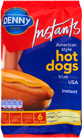 6 American Style Hot Dogs - Denny Deli Style Traditional Style Ham 15 Slices 270g (350x440), Png Download