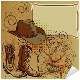Vector Frame With A Cowboy Hat, Boots And Flowers Sticker - Willie Nelson ...and Then I Wrote Vinyl Record (400x400), Png Download