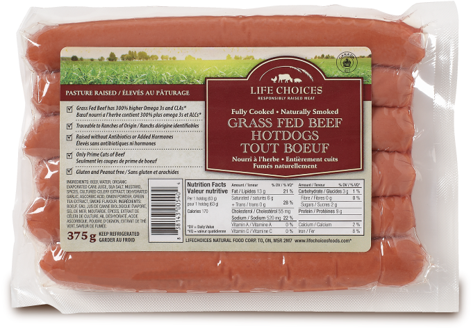 Our Grass Fed Beef Hot Dogs Are Made With Grass Fed - Life Choices All Beef Hot Dogs (677x490), Png Download