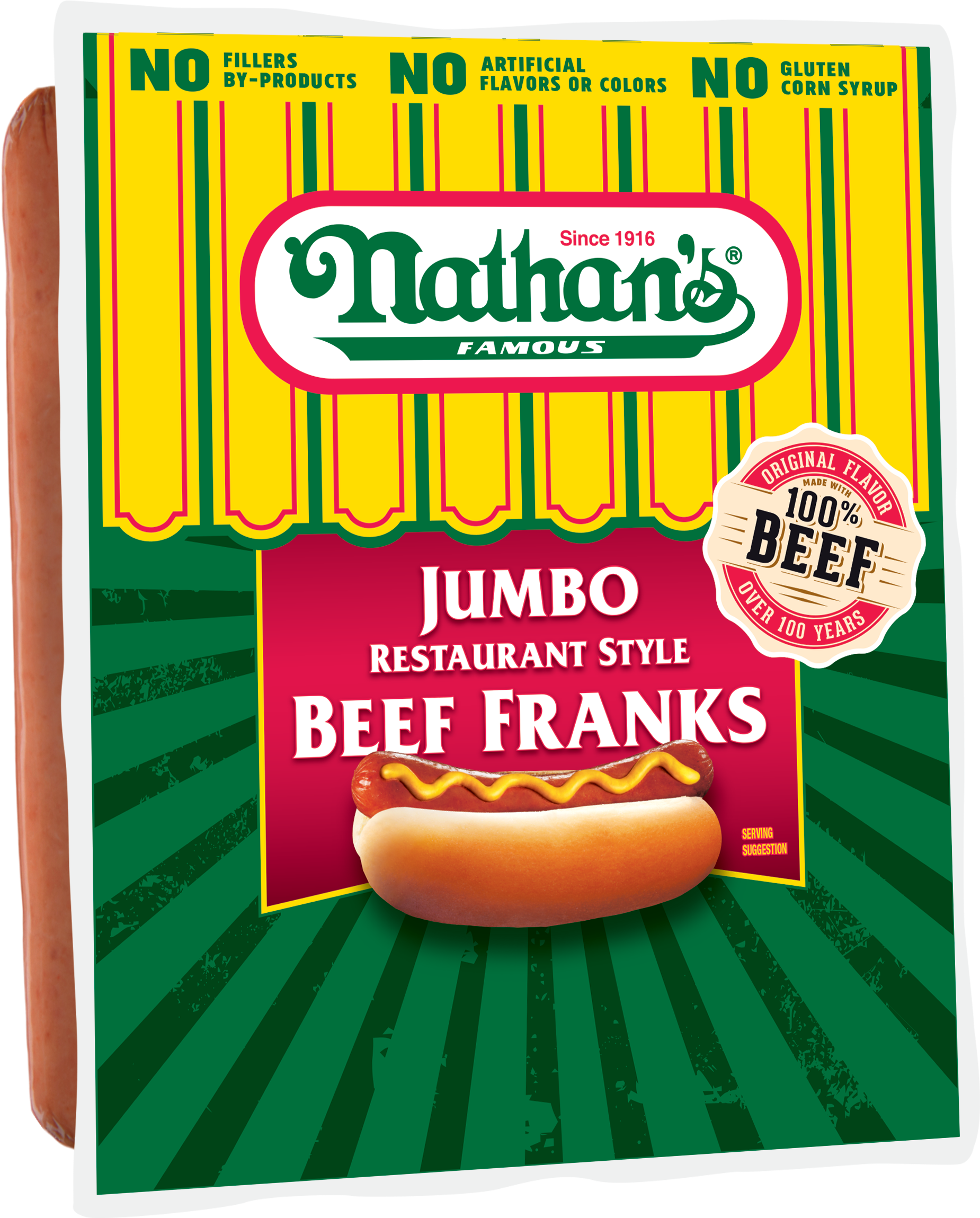 Nathan's Famous Original Jumbo Restaurant Style Beef - Nathan's Jumbo Hot Dogs (2146x2445), Png Download